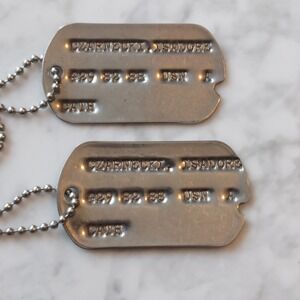 Vintage US Navy Dog Tags WWII Korea Notched Isadore Czarnecki USN Stainless